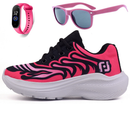 Kit Tênis Infantil Casual Meninas Escolar Basico Confortavel + Oculos e Relogio